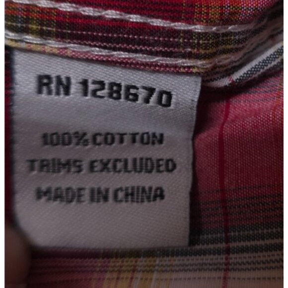 Cowboy Hardware Mens Medium Red Plaid Embroidered Steer Skull Pearl Snap Shirt - Picture 12 of 12